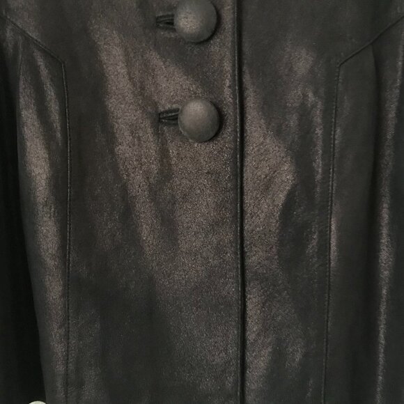 INC International Concepts Metallic Brown Crop Leather Jacket - Picture 6 of 12